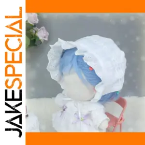 Vintage-Style White Lace Doll Bonnet for 20cm Dolls