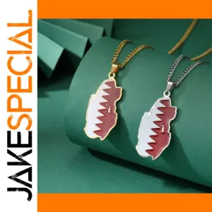 Stainless Steel Qatar Map Necklace with Drip Design