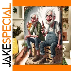 Vintage Aluminum Wall Art of Two Elderly Men