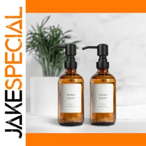 Elegant Amber Glass Soap Dispenser Set for Home