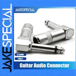 4-Pack 6.35mm Chrome Audio Connectors with Right Angles