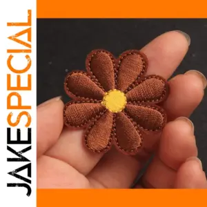 Set of 5 Dark Brown Flower Iron-On Patches