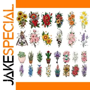 Floral Waterproof Temporary Tattoo Set