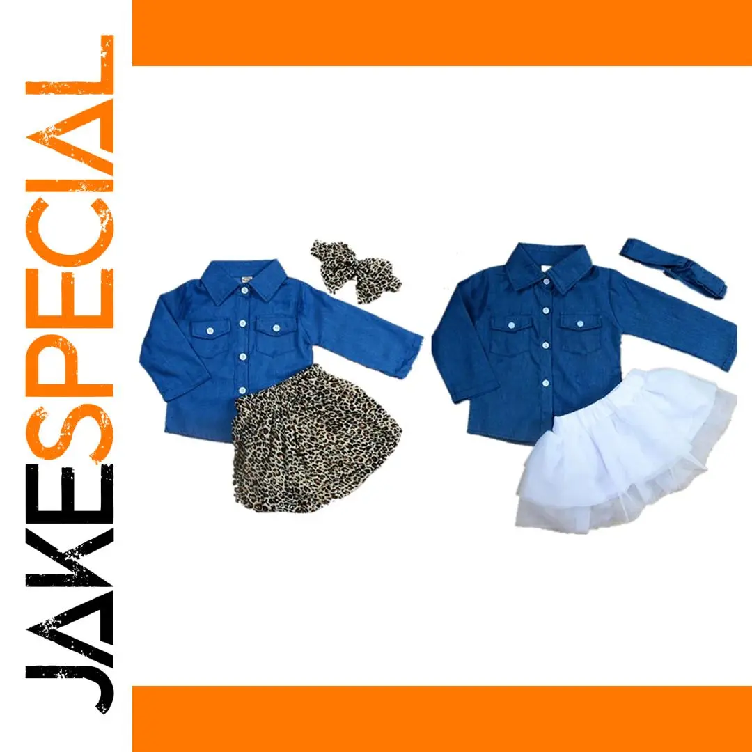 Kids' 3-Piece Denim & Leopard Outfit Set 1 Kids' 3-Piece Denim & Leopard Outfit Set