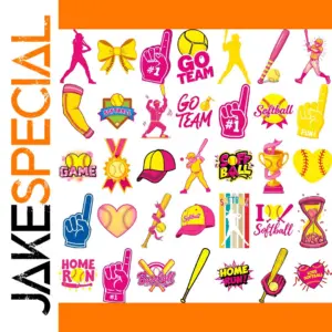 Vibrant 54-Design Softball Sticker Set