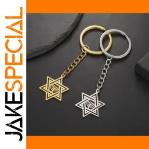 Stainless Steel Jewish Star Keychain