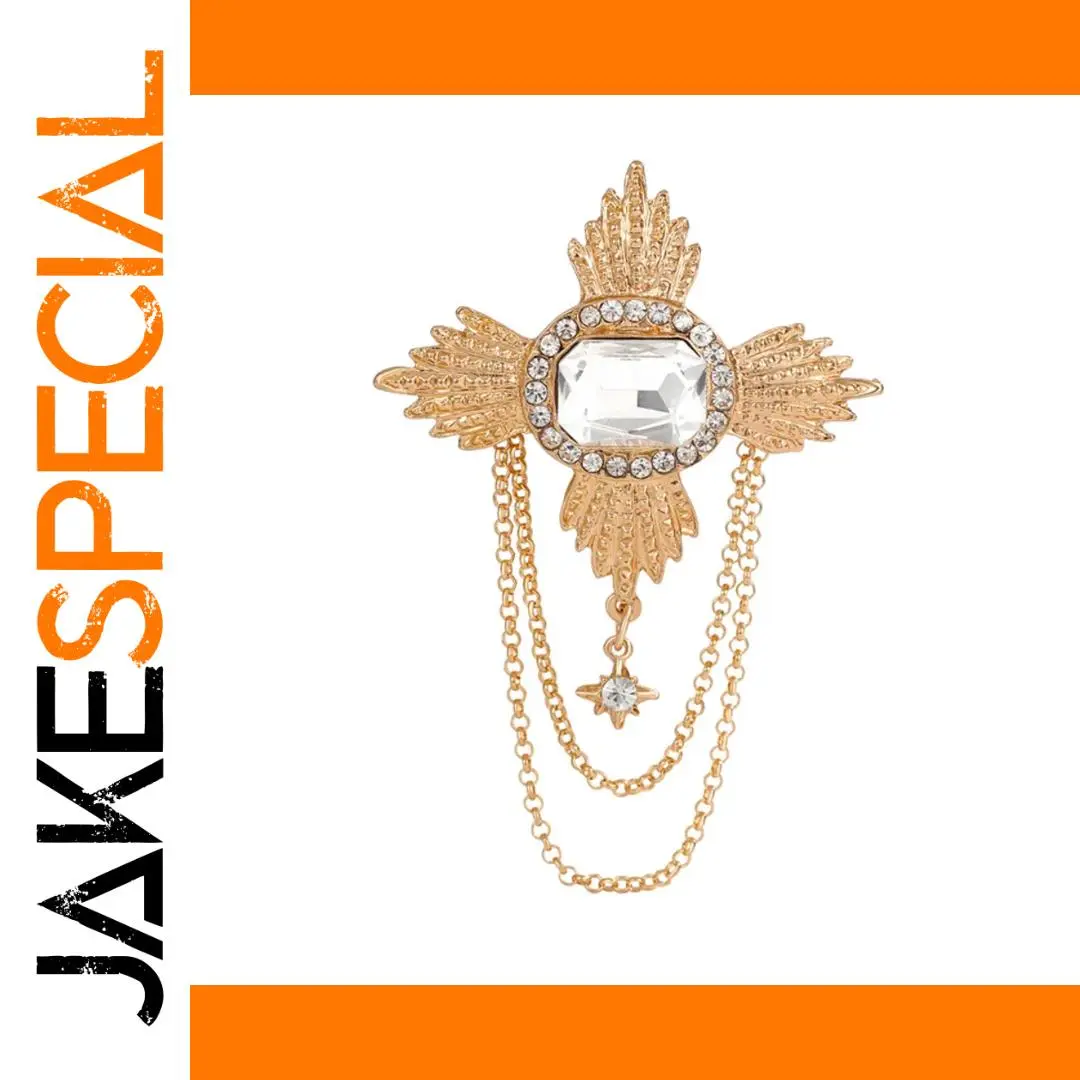 Vintage Gold Wing Brooch with Crystal Star 1 Vintage Gold Wing Brooch with Crystal Star