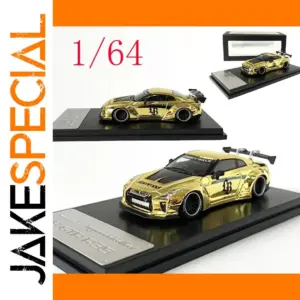 Nissan LB GTR R35 Diecast Model 1/64 Gold Chrome