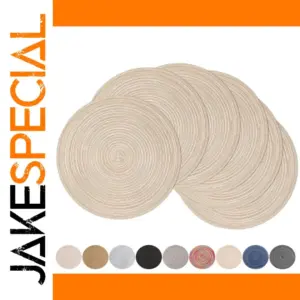 Set of 6 Round Braided Placemats 34cm
