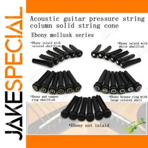 Ebony Guitar Bridge Pins with Inlays Set