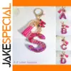 Purple Sequin Letter Keychain with Charm
