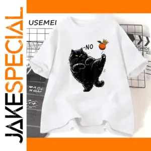 Playful Black Cat Graphic T-Shirt for Adults