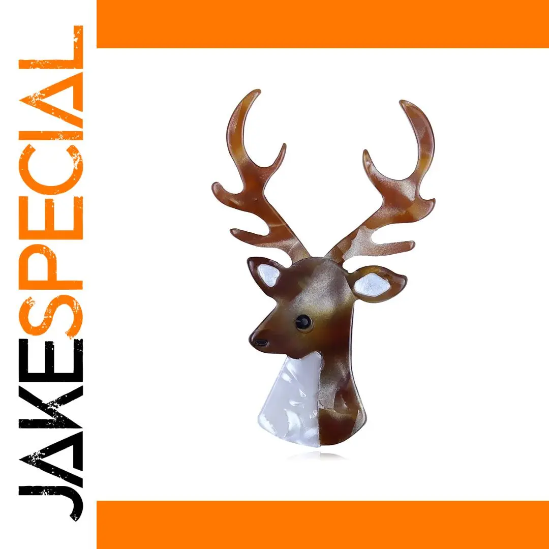 Vintage Amber Deer Head Pin for Jackets and Bags 1 Vintage Amber Deer Head Pin for Jackets and Bags