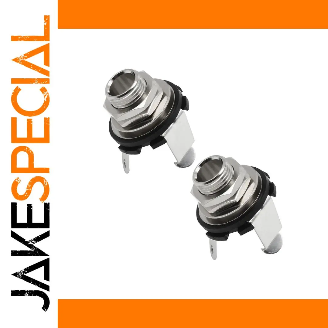 Chrome Mono Jack Sockets for Guitar (Set of 2) 1 Chrome Mono Jack Sockets for Guitar (Set of 2)