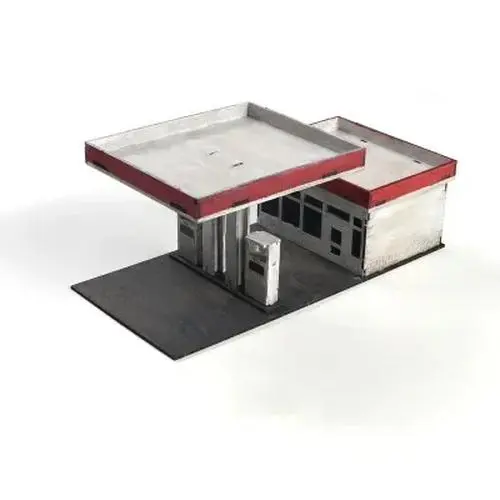 Vintage Gas Station Wooden Model Scene 1/72 Scale 6 Vintage Gas Station Wooden Model Scene 1/72 Scale - Image 6