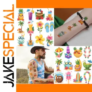 Vibrant Beach Tattoo Set with 63 Waterproof Stickers