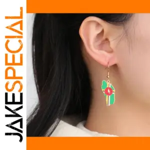 Drop Oil Dominica Map Flag Stainless Steel Earrings