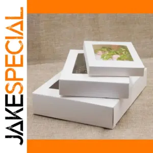 White Paper Gift Boxes Set of 10 with Transparent Windows