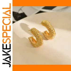Stainless Steel Lava Texture Hoop Earrings
