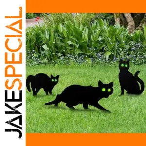 Black Cat Halloween Yard Signs Set of 3