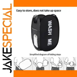 Collapsible Mesh Laundry Basket in Black or Grey