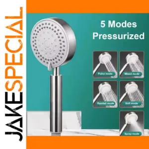 Stainless Steel Rainfall Shower Head with 5 Modes