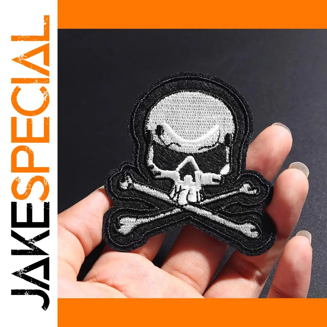 Black Skull Embroidered Iron-On Patch 6.7x6.2 cm 1 Black Skull Embroidered Iron-On Patch 6.7x6.2 cm