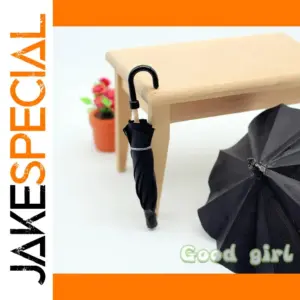 Miniature Realistic Black Umbrella for Dolls