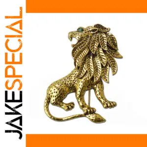 Vintage Gold Lion Brooch for Men