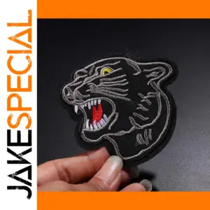 Black Leopard Head Embroidered Clothing Patch