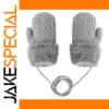 Grey Toddler Winter Mittens with Neck Strap