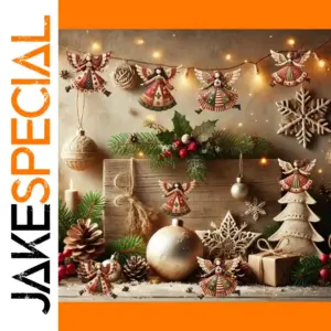 Set of Four Wooden Angel Christmas Ornaments