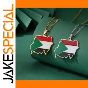 Stainless Steel Sudan Map Flag Necklace