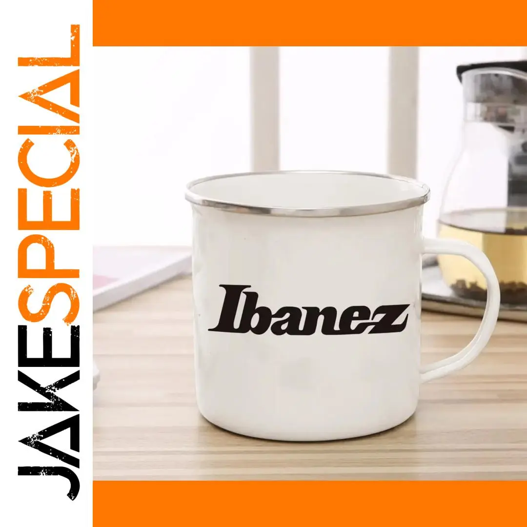 Ibanez Enamel Coffee Cup 300ml Black Logo 1 Ibanez Enamel Coffee Cup 300ml Black Logo