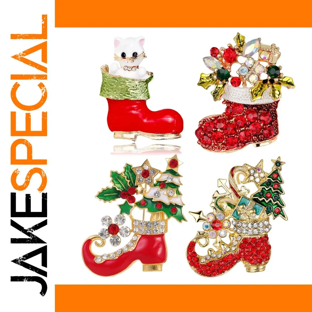 Festive Christmas Brooch with Rhinestones 1 Festive Christmas Brooch with Rhinestones