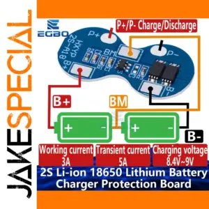 Blue 2S Lithium Battery Protection Board for 18650