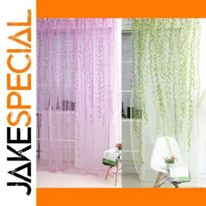 Willow Leaf Pastel Curtain Set 100x200cm & 100x270cm