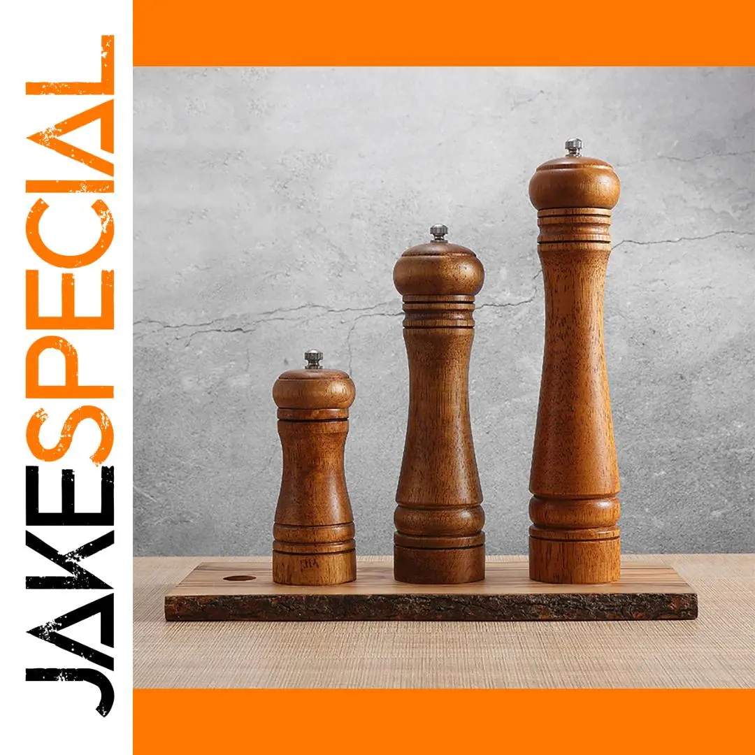 Wooden Spice Grinder Set with Ceramic Cores 1 Wooden Spice Grinder Set with Ceramic Cores