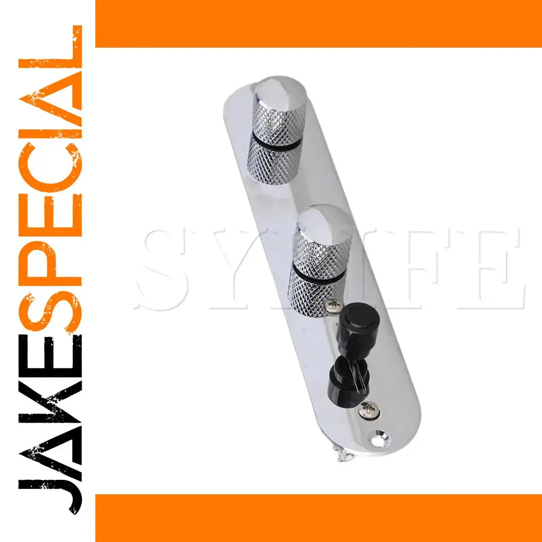 Chrome Guitar Control Plate with 3-Way Switch 1 Chrome Guitar Control Plate with 3-Way Switch