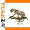 Vintage Leopard Brooch with Green Eyes