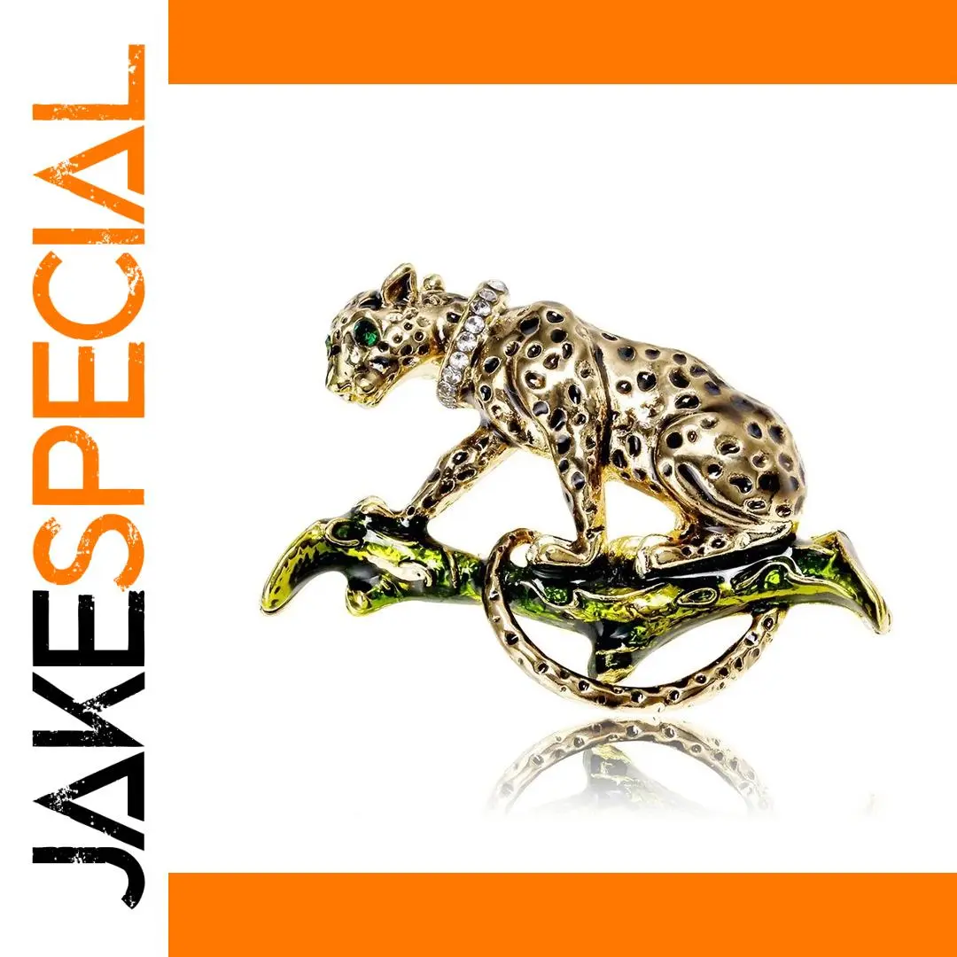 Vintage Leopard Brooch with Green Eyes 1 Vintage Leopard Brooch with Green Eyes