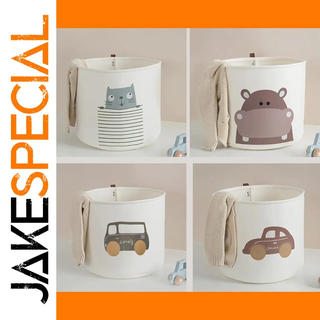 Foldable Cotton Toy Storage Basket with Animal Prints 1 Foldable Cotton Toy Storage Basket with Animal Prints