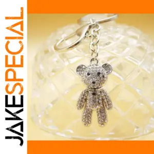 Cute Rhinestone Bear Keychain in Gold or Silver
