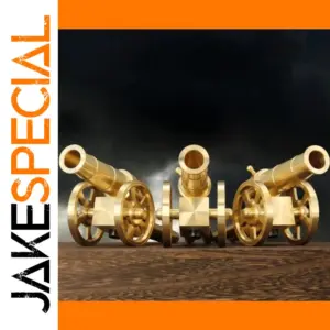 Brass Cannon Decor Model 14cm Large Wheels