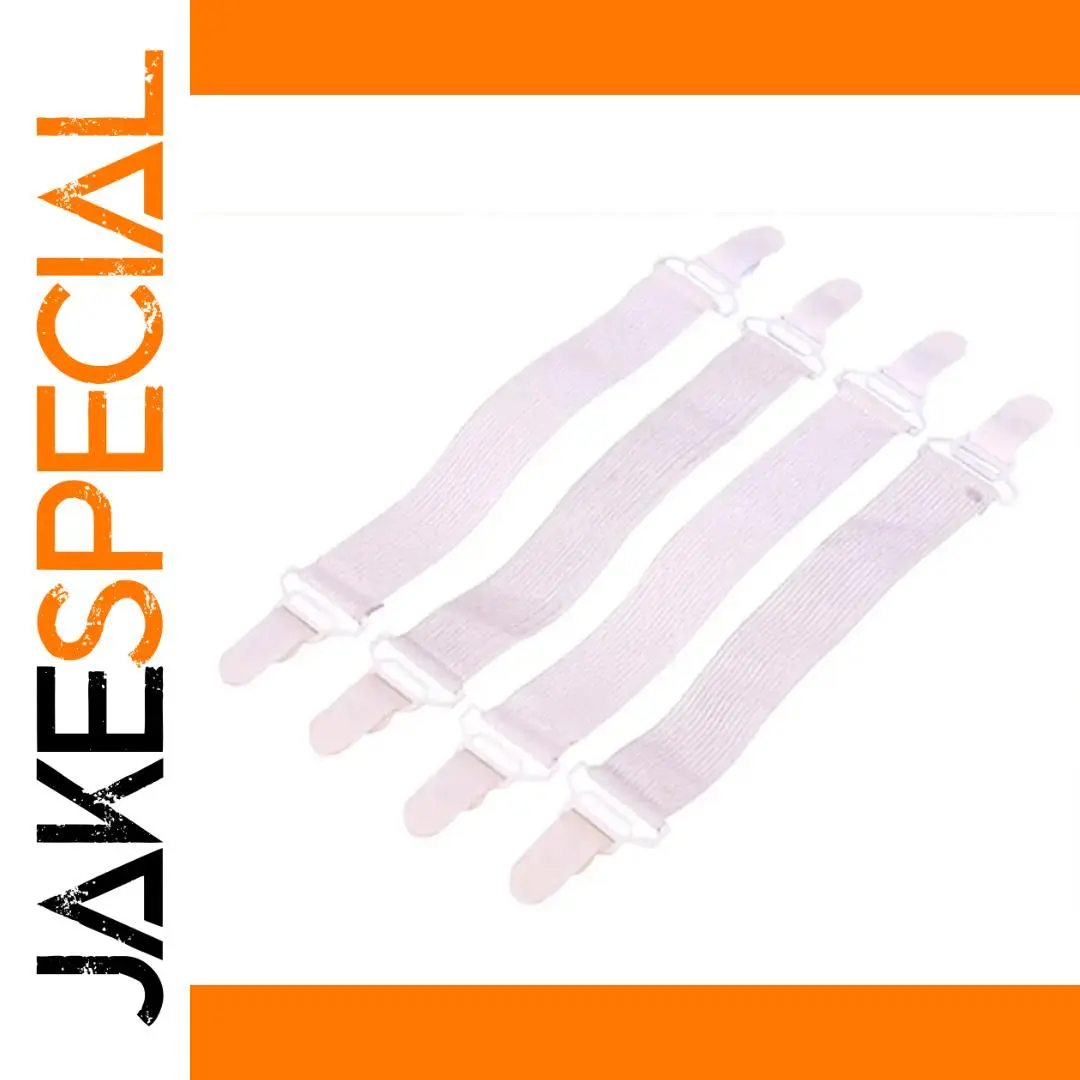 White Bed Sheet Fasteners Set (4 Pack) 1 White Bed Sheet Fasteners Set (4 Pack)