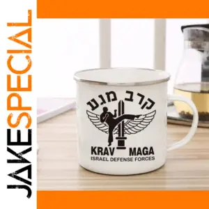Krav Maga Enamel Mug with Martial Art Graphics