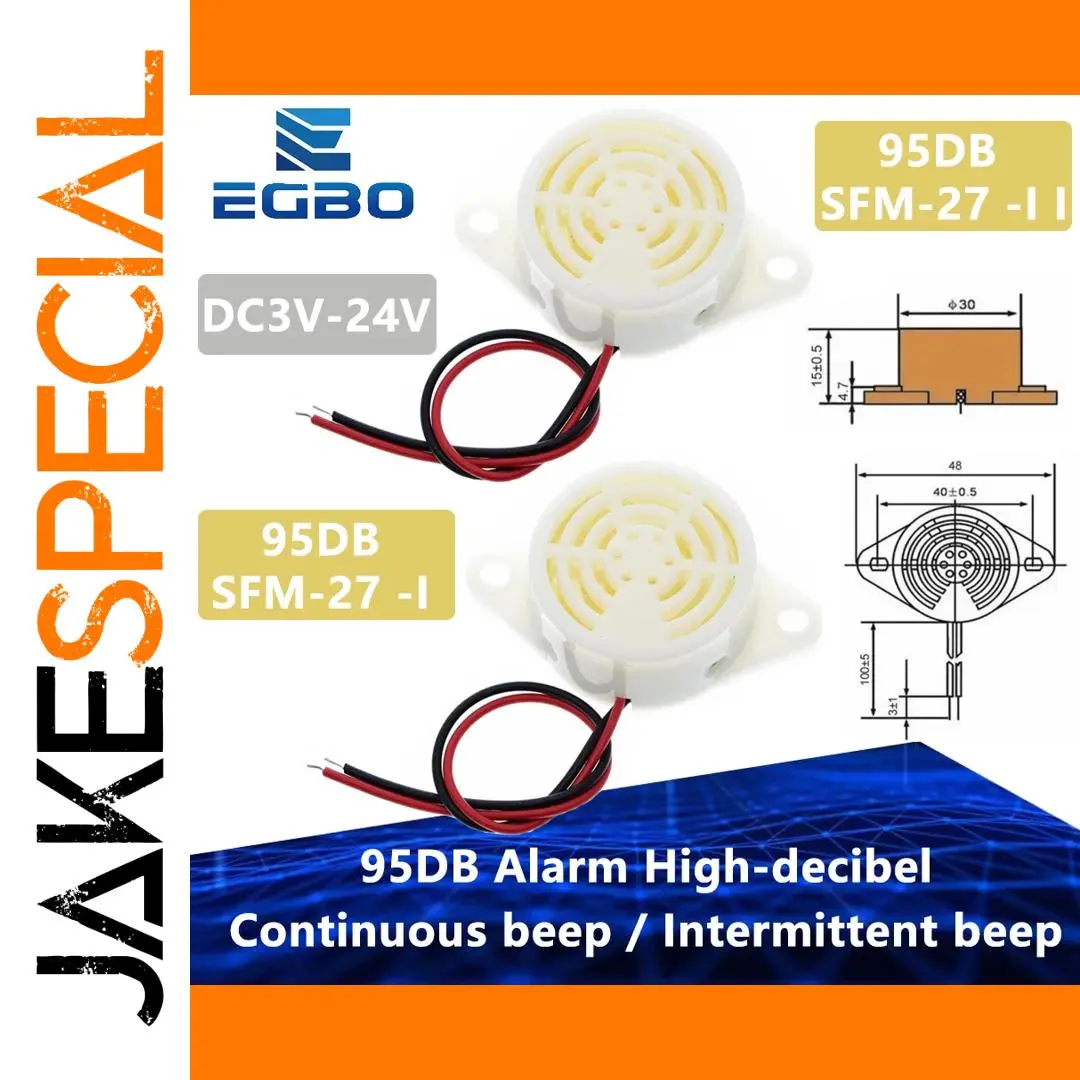 High-Decibel Electronic Alarm Buzzer 95dB, 3-24V 1 High-Decibel Electronic Alarm Buzzer 95dB, 3-24V