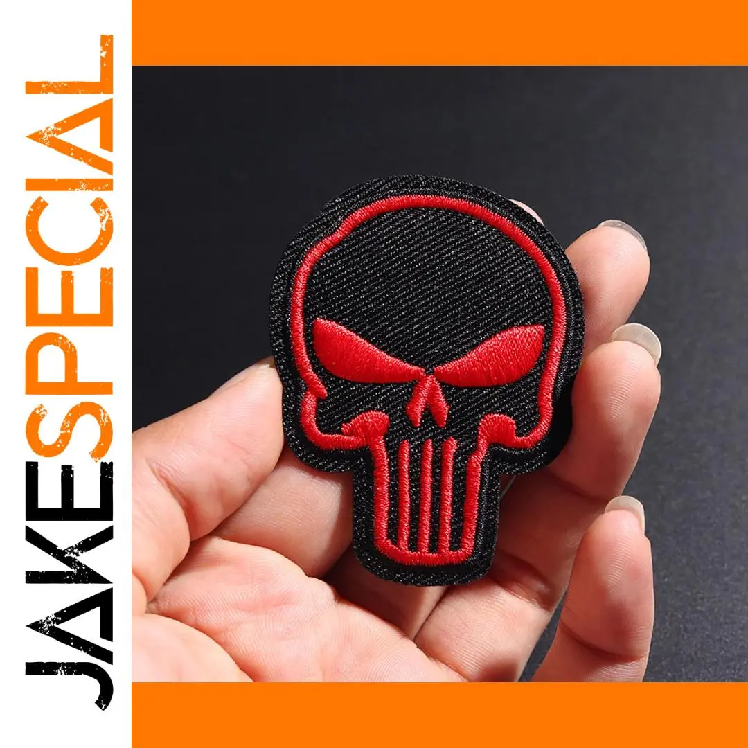 Punk Red Skull Iron-On Embroidered Patch 1 Punk Red Skull Iron-On Embroidered Patch