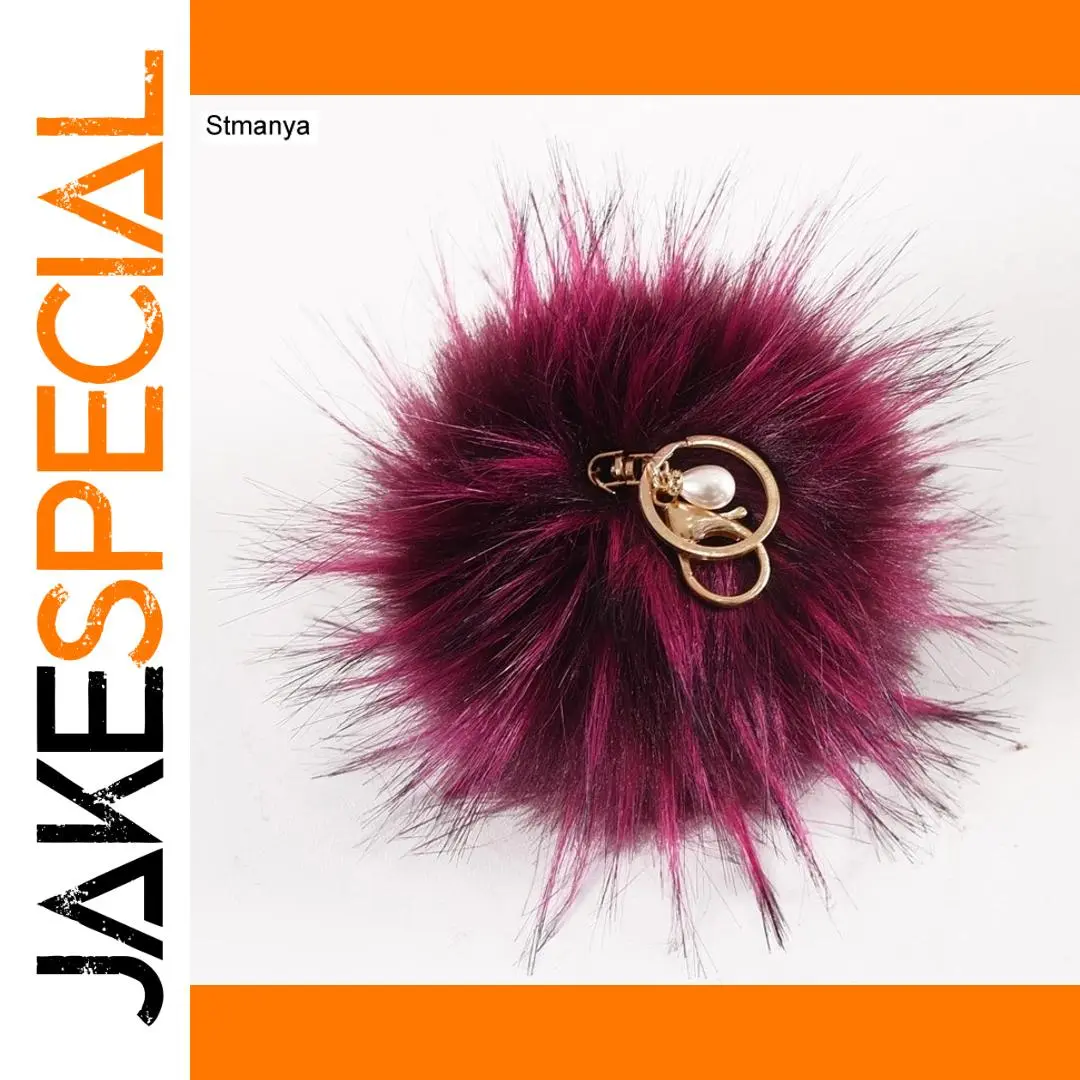 Fashionable Faux Fur Pom-Pom Keychain in Vibrant Colors 1 Fashionable Faux Fur Pom-Pom Keychain in Vibrant Colors