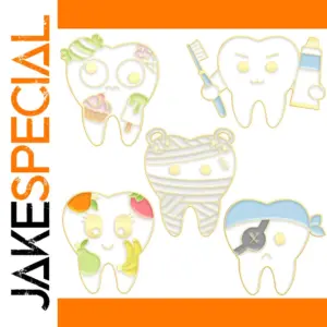 Whimsical Cartoon Tooth Brooch Set of 5